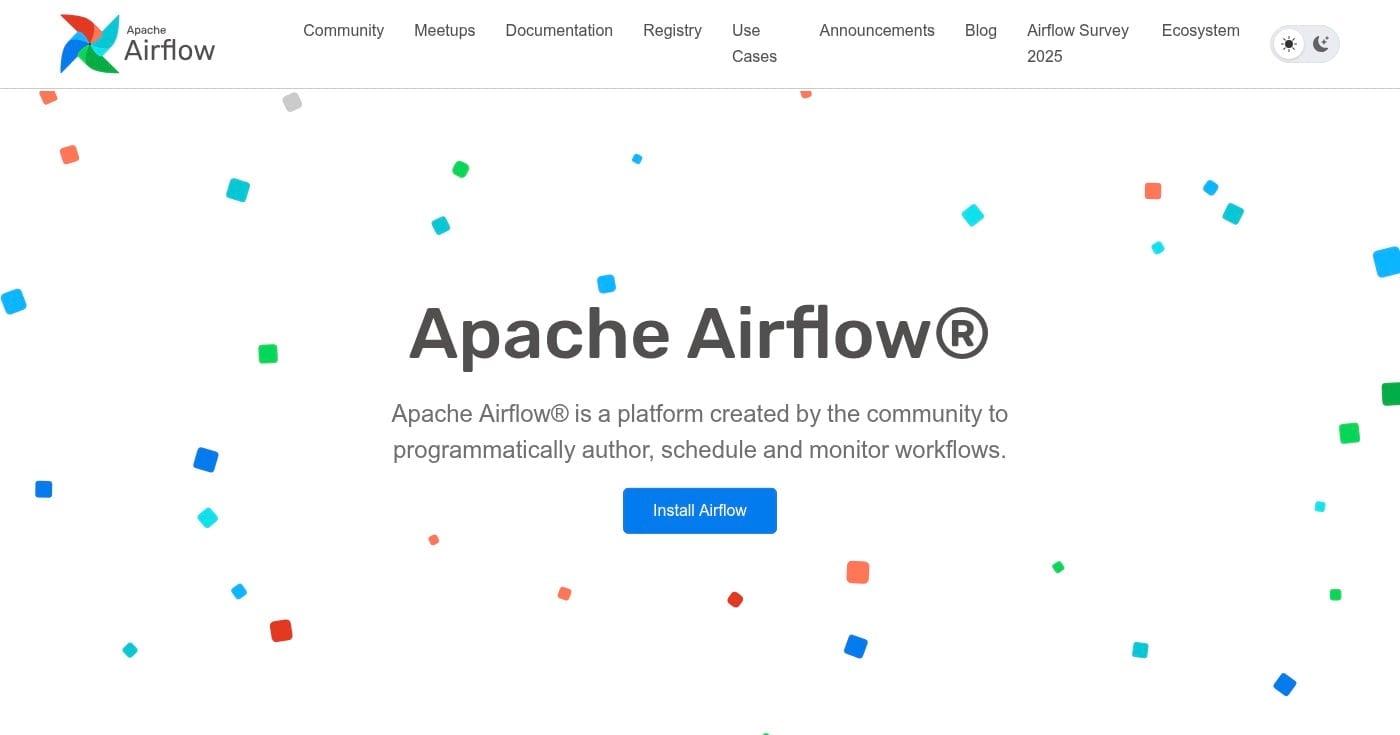 Apache Airflow workflow orchestration homepage