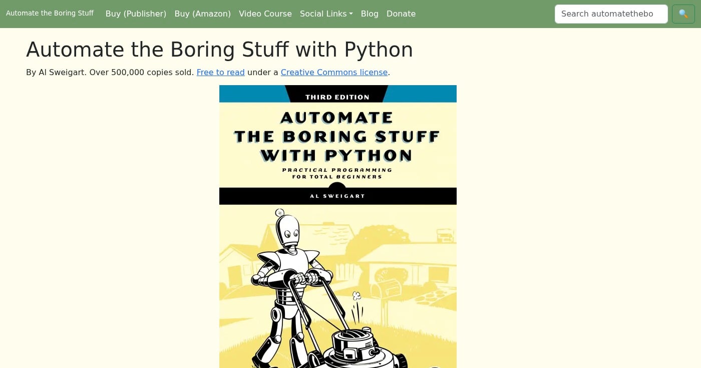 Automate the Boring Stuff with Python free online book