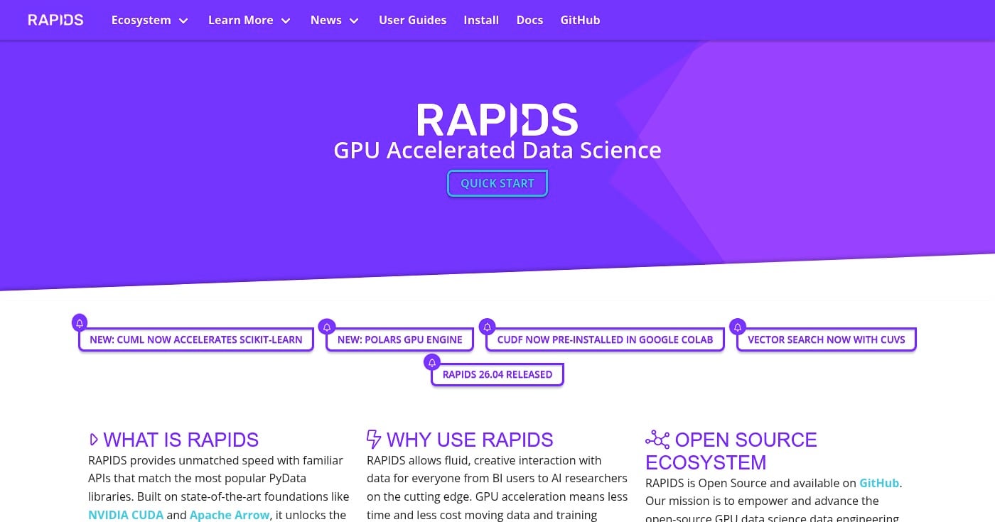 RAPIDS cuDF homepage