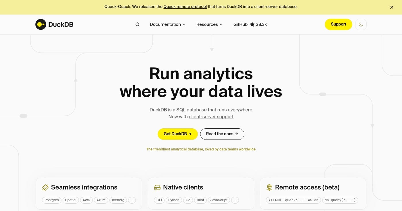 DuckDB homepage