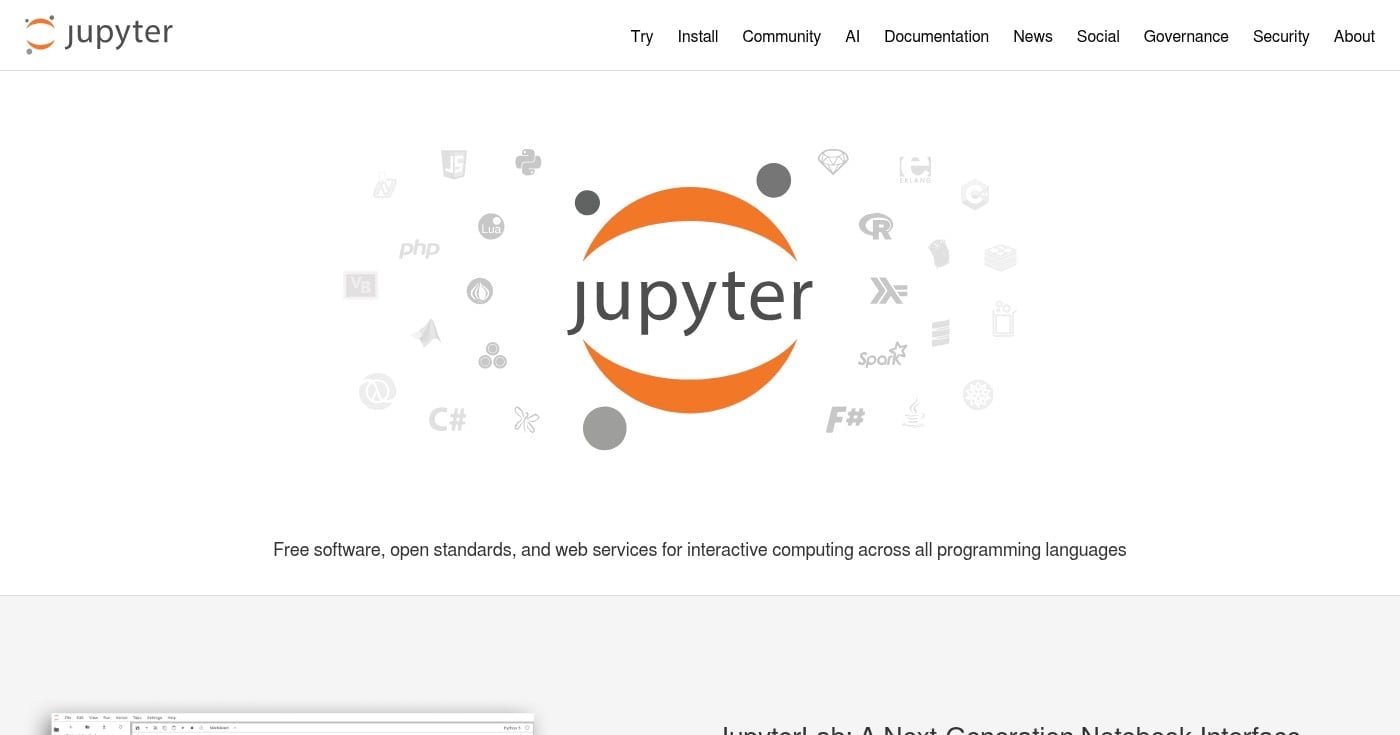 Jupyter Notebook interface for Python data analysis