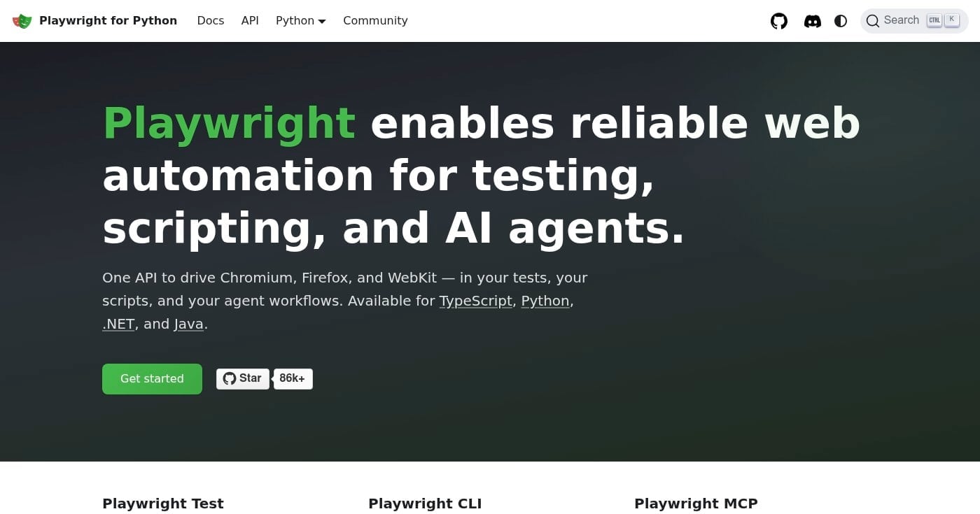 Playwright Python browser automation official website