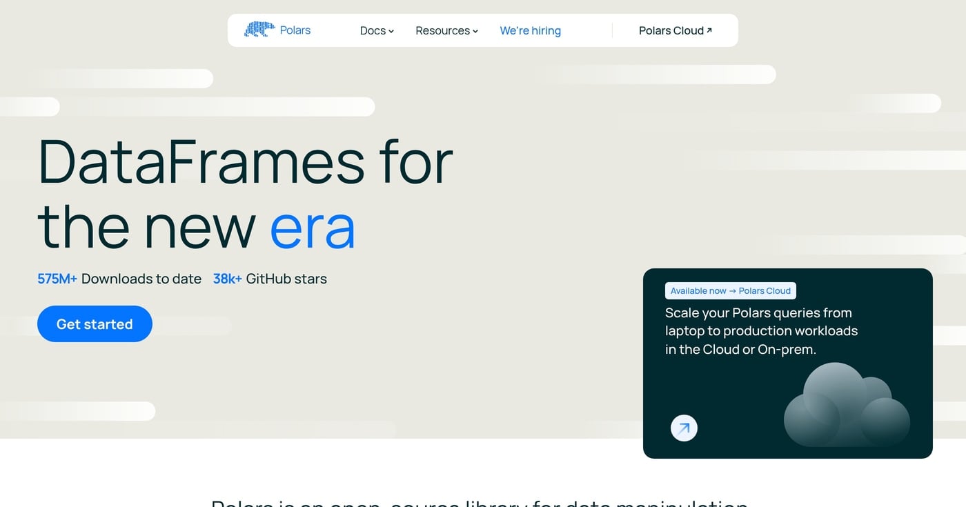 Polars official website homepage