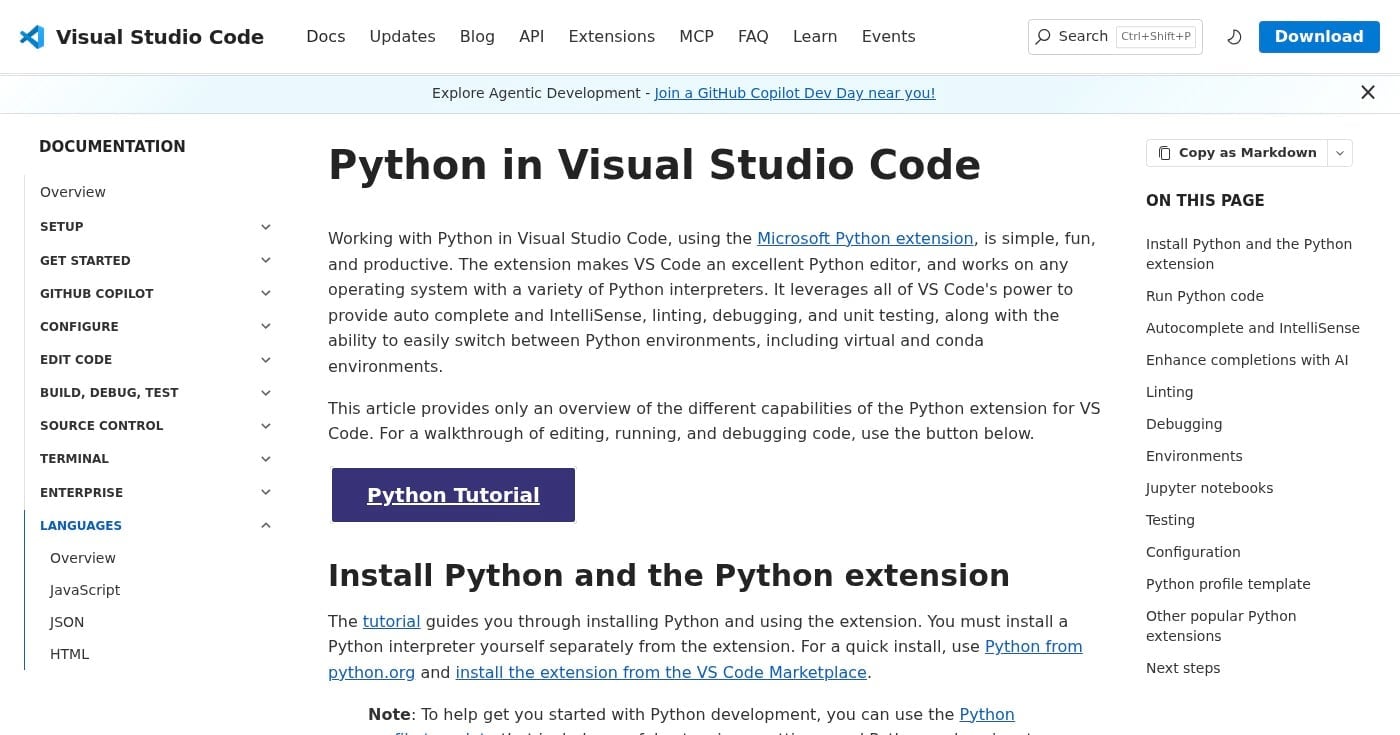 VS Code Python development environment