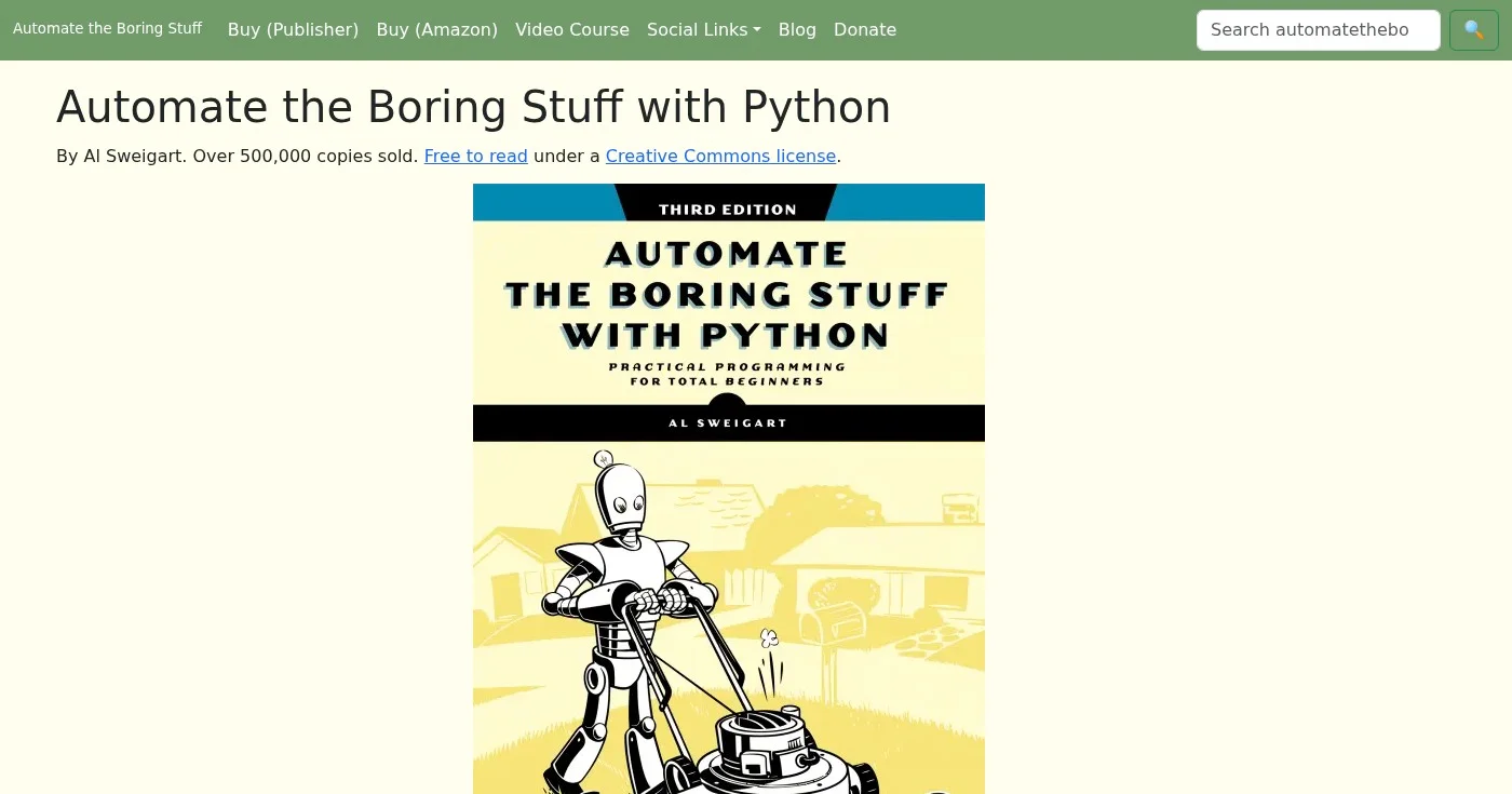 Automate the Boring Stuff with Python free online book