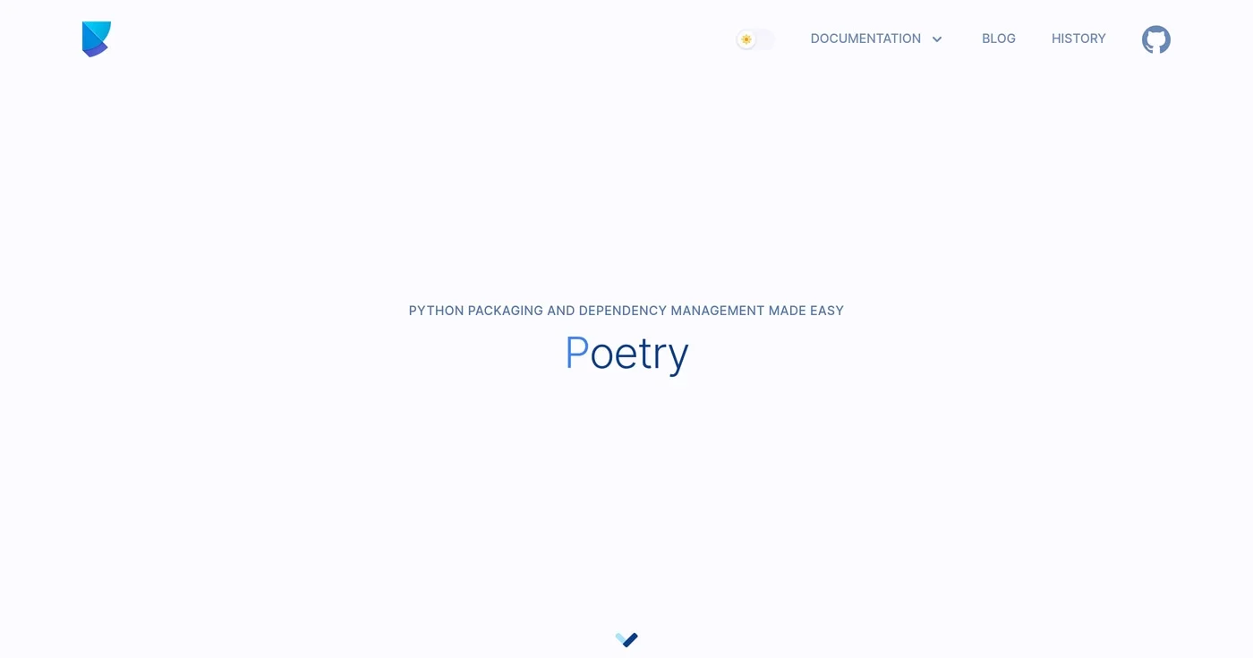 Poetry homepage for Python packaging