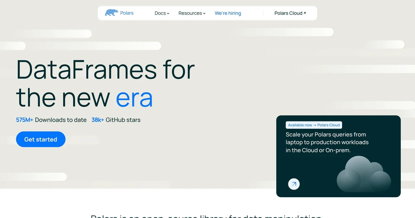 Polars official website homepage
