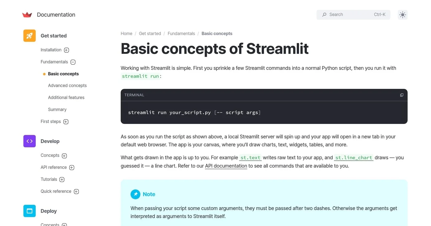 Streamlit basic concepts documentation