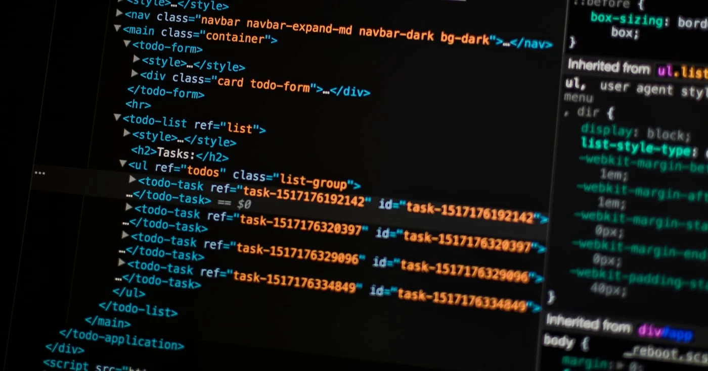 Code editor showing HTML and CSS on a dark screen